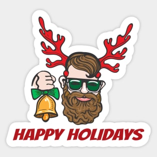 Hipster with reindeer horns Sticker